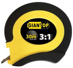 Giantop Mérőszalag, Giantop CR-002, sárga/fekete, 15 m/13 mm, acél szalag, fém rögzítőhurok, acél tok, tekercselő fogantyú (TC2160802)