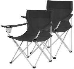 SONGMICS Összecsukható Kemping Szék Szett Pohártartóval Fekete (EUZ-GCB01BK)