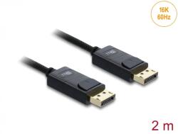 Delock Cablu Coaxial DisplayPort 16K60Hz/8K120Hz/4K240Hz 80Gbps brodat 2m Negru, Delock 81672 (81672)