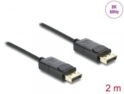 Delock Cablu Coaxial DisplayPort 8K60Hz/4K240Hz 80Gbps brodat 2m Negru, Delock 81674 (81674)