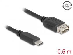 Delock Cablu USB 2.0 Type C la EASY USB-A T-M 0.5m, Delock 81535 (81535)