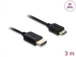 Delock Cablu Coaxial High Speed HDMI la mini-C HDMI 8K60Hz/4K240Hz 3m Negru, Delock 81686 (81686)