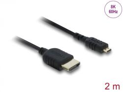 Delock Cablu Coaxial High Speed HDMI la micro-D HDMI 8K60Hz/4K240Hz 2m Negru, Delock 81691 (81691)