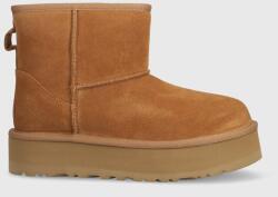 UGG gyerek hócipő velúrból CLASSIC MINI PLATFORM - bézs 33.5