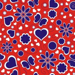 agmART Fotótapéta Szívek Virágok Pillangók Piros Fehér (Fototapety agmART)