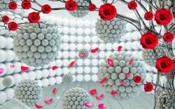 agmART fotótapéta Gömbök Virágok Rózsák Absztrakt 3D 260x180 (Fototapety agmART)