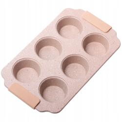 kamille muffin forma, 6 darabos, 30x18x3 cm, márvány mintás, pöttyös (KM-6038)