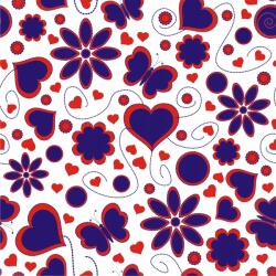 agmART Fotótapéta Szívek Virágok Pillangók Sötétkék 395x280 (Fototapety agmART)