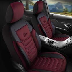 PANDA-CSC Huse auto universale Peru bordo-negru | Piele ecologică + Textil Piqué | Față 1+1, compatibile cu CITROEN NEMO