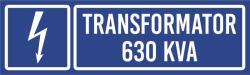  Információs tábla Transzformátor 630 Kva gravírozás piktogram 20x6 cm (Tabliczka piktogram)