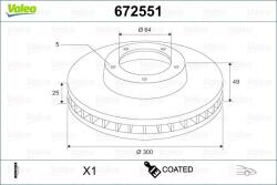 VALEO Disc frana VALEO COATED 672551 (672551)