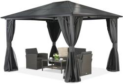 Garden Point Modern kerti pavilon Santiago 3x3.6m, Garden Point antracit függönyökkel (GAP1085)