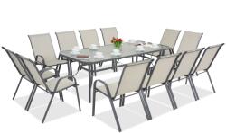 Garden Point Fém bútor a Modena kertbe 12 fő részére egy nagy asztallal Garden Point világosszürke (GAP473-12)