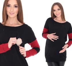  Zuza fekete-bordó kismama és szoptatós blúz XXL méretben (7140)