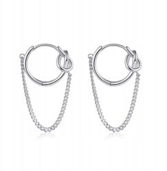  Nehézipari Lánc Fülbevaló, S925 Ezüst, Fehér Arany