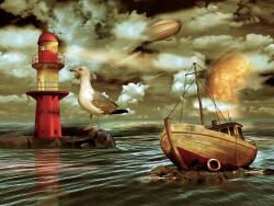 agmART Fotótapéta Tájkép Tenger Sirály Lámpa 260x180 (Fototapety agmART)