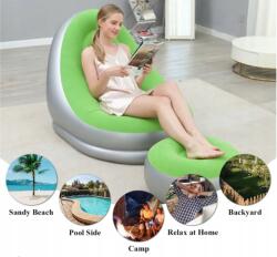 Bestway Sláger Felfújható Fotel Lábtartóval Tökéletes A Nyári Pihenéshez Zöld (75053)