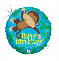  Happy Birthday Monkey Buddy Holo fólia lufi 46 cm - allegro