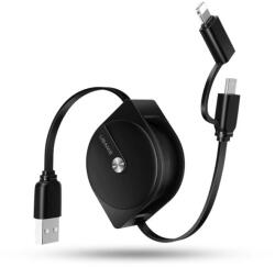 USAMS Behúzható U1 2 az 1-ben kábel 1m (lightning/microUSB) SJ192USB01 (US-SJ192) fekete (SJ192USB01)