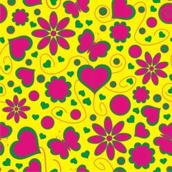 agmART Fotótapéta Szív Virágok Pillangók Sárga Rózsaszín 360x240 (Fototapety agmART)