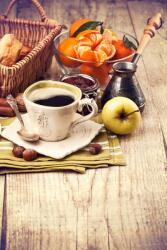 agmART Fotótapéta Gyümölcsök Kávé Alma Deszkák (Fototapety agmART)