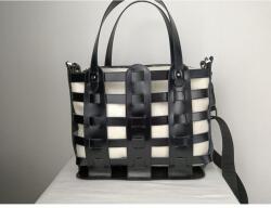 Blázek és Anni Rácsos Bőr és Filc Táska - Fekete