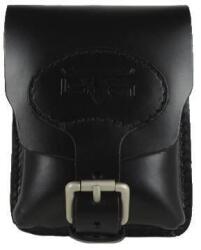 Blázek és Anni álló fazonú bőr övtáska, két belső résszel, övre fűzhető hátrésszel 16*7 cm - Marhabőr, Fekete