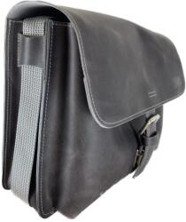 Blázek és Anni kisméretű (32*26 cm) postás jellegű férfi bőr oldaltáska, mobiltartó rekesszel - Szürke