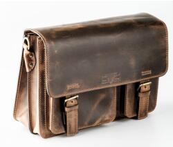 Blázek és Anni kézzel készült valódi bőr asszimetrikus oldaltáska, állítható vállpánttal, belső rendezőkkel 40*27 cm - Barna