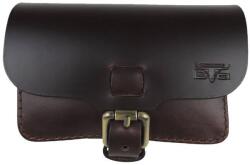 Blázek és Anni bőr fekvő övtáska, két belső rekesszel 14*6*10 cm - Sötétbarna