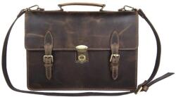 Blázek és Anni bőr dupla férfi táska, kulccsal zárható akta és mágneszárral, rövid és hosszúfogóval 39*29 cm - Barna