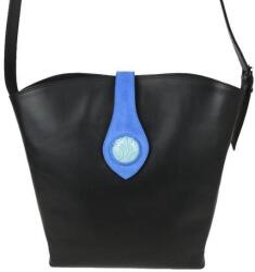 Blázek és Anni bőr női oldaltáska, könnyű záródással 38*26 cm - Kék