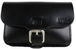 Blázek és Anni bőr fekvő övtáska, két belső rekesszel 14*6*10 cm - Fekete