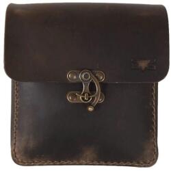 Blázek és Anni bőr mini lengőzáras férfi oldaltáska, állítható hosszúfogóval 14, 5*17 cm - Barna