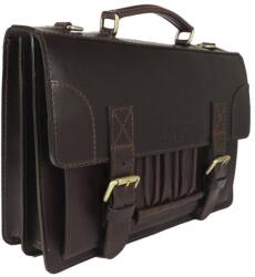 Blázek és Anni bőr sarokdíszes férfi táska tolltartóval, tároló rekeszekkel, A/4es iratok tárolására 39*25, 5 cm - Sötétbarna