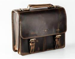 Blázek és Anni valódi bőr férfi táska, lecsatolható állítható méretű vállpánttal, rekeszekkel 33*27 cm
