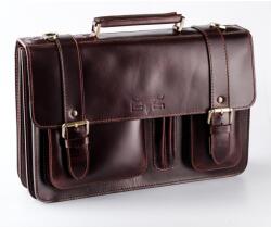 Blázek és Anni valódi bőr tripla aktatáska, kiegészítő rekeszekkel, hosszúfogóval - Sötétbarna