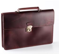 Blázek és Anni minimalista fekete bőr aktatáska, 38*26 cm - Sötétbarna