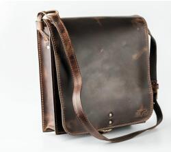 Blázek és Anni bőr oldal és vadásztáska, telefon és tolltartó rekesszel 29, 5*32 cm - Barna