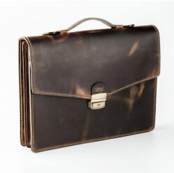 Blázek és Anni bőr aktatáska, névjegykártya és tolltartó rekesszel, koptatott hatással 38*27 cm