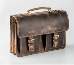 Blázek és Anni valódi bőr férfi táska, állítható vállpánttal, rekeszekkel, A/4-es iratok tárolására 38*26 cm - Barna