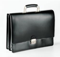 Blázek és Anni elegáns, fekete bőr, kézzel készült aktatáska, két rekesszel, merevfogóval