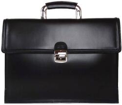 Blázek és Anni fekete bőr üzleti táska, névjegykártyatartóval és tolltartóval 40*30 cm