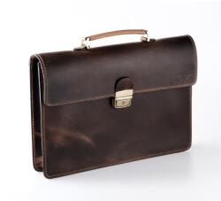 Blázek és Anni minimalista fekete bőr aktatáska, 38*26 cm - Barna