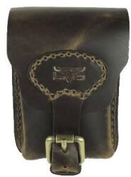 Blázek és Anni fekvő bőr övtáska, két belső rekesszel 13*9*6 cm - Barna