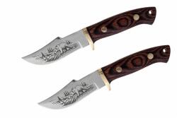 Depox Set doua cutite de vanatoare, otel inoxidabil 420, DEPOX®, maner din lemn, husa cordura, 20 cm (0172)