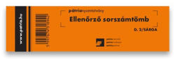Pátria Nyomtatvány ellenőrző sorszámtömb PÁTRIA D2 100 lapos 146x40 mm sárga (D.2/SÁRGA) - fotoland