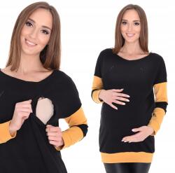  Kismama és szoptatós pulóver kismamáknak Zsuzsa fekete sárga XXL 7140