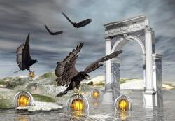 agmART Fotótapéta Természet Madarak Hollók Hegyek Dombok 395x280 (Fototapety agmART)