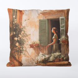 Takoy Párnahuzat 45x45 vízálló poliészter reggel az erkélyen